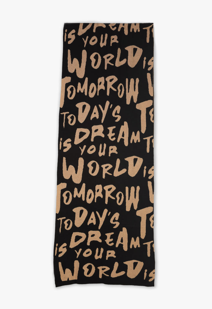 Letter Printed Multicolored Long Scarf