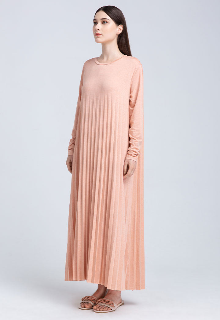 Knitted Multi Pleated Solid Dress