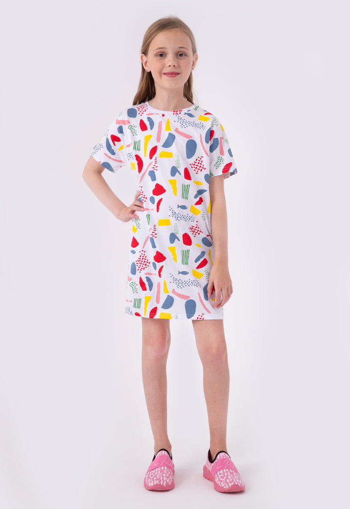 Printed Continuous Short Sleeve Dress