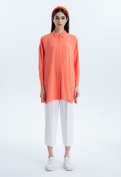 Oversized Solid Blouse With Side Slits