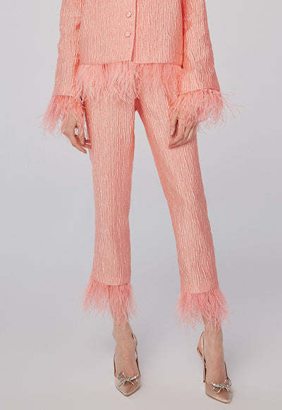 Fringed Ankle Textured Trouser