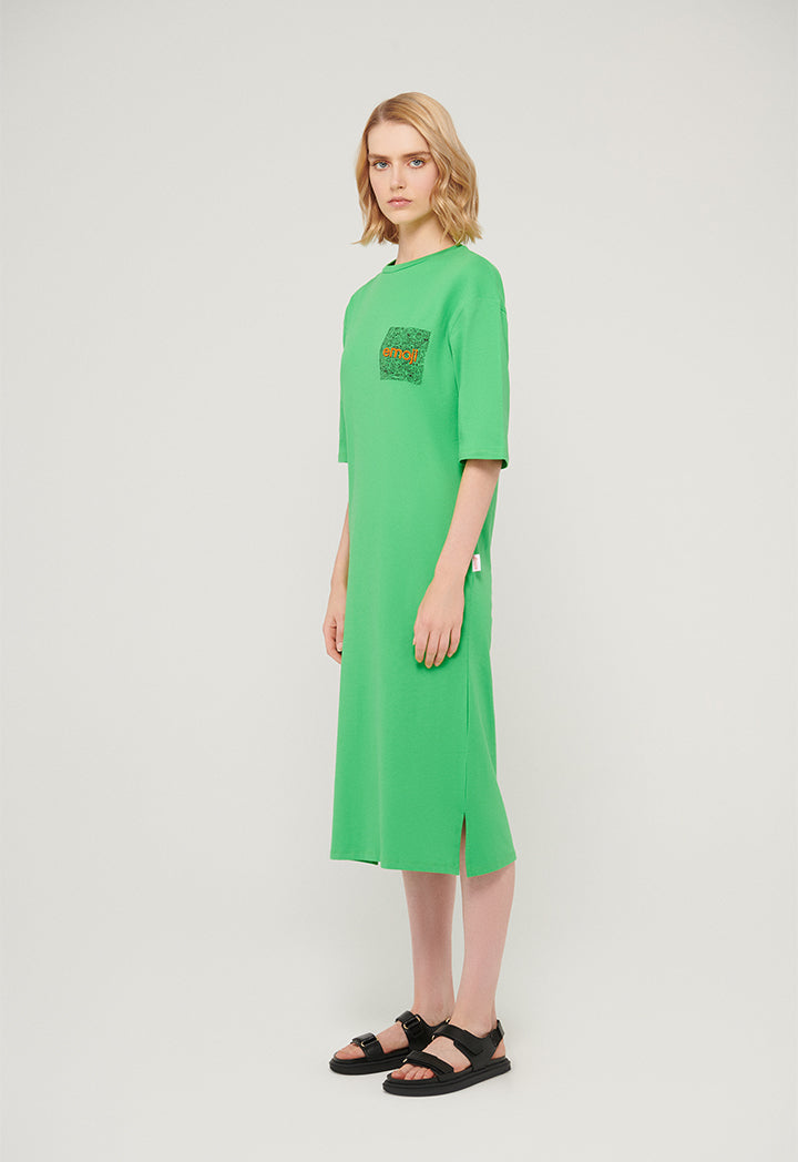 Emoji Embroidered Knitted Long Dress