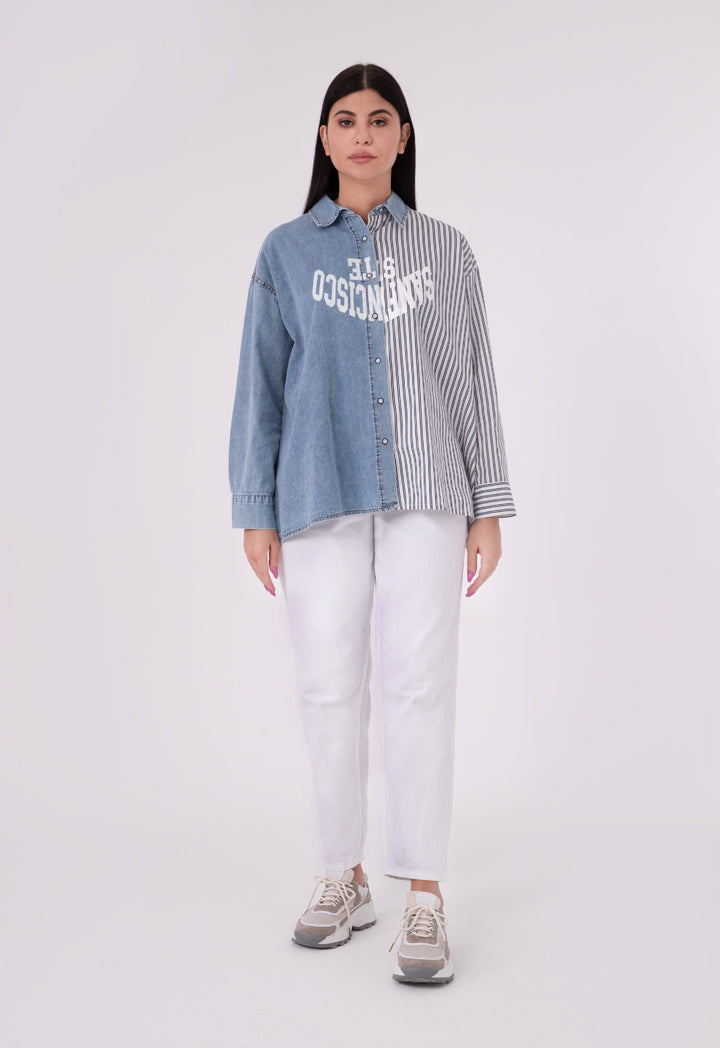 Pleated Waist With Belt Denim Trouser