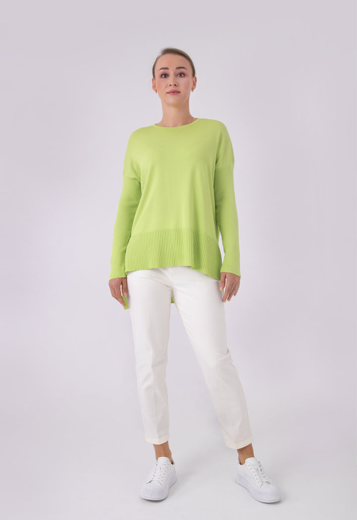 Soft Solid Knitted High Low Blouse