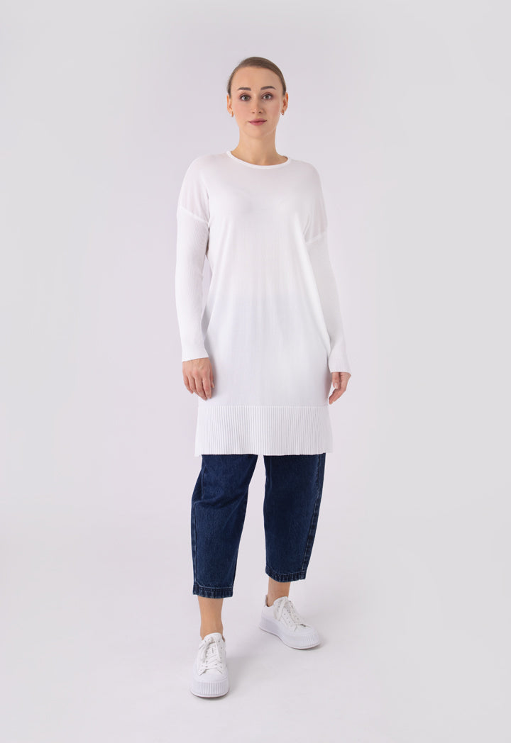 Relaxed Fit Solid Knitted Blouse