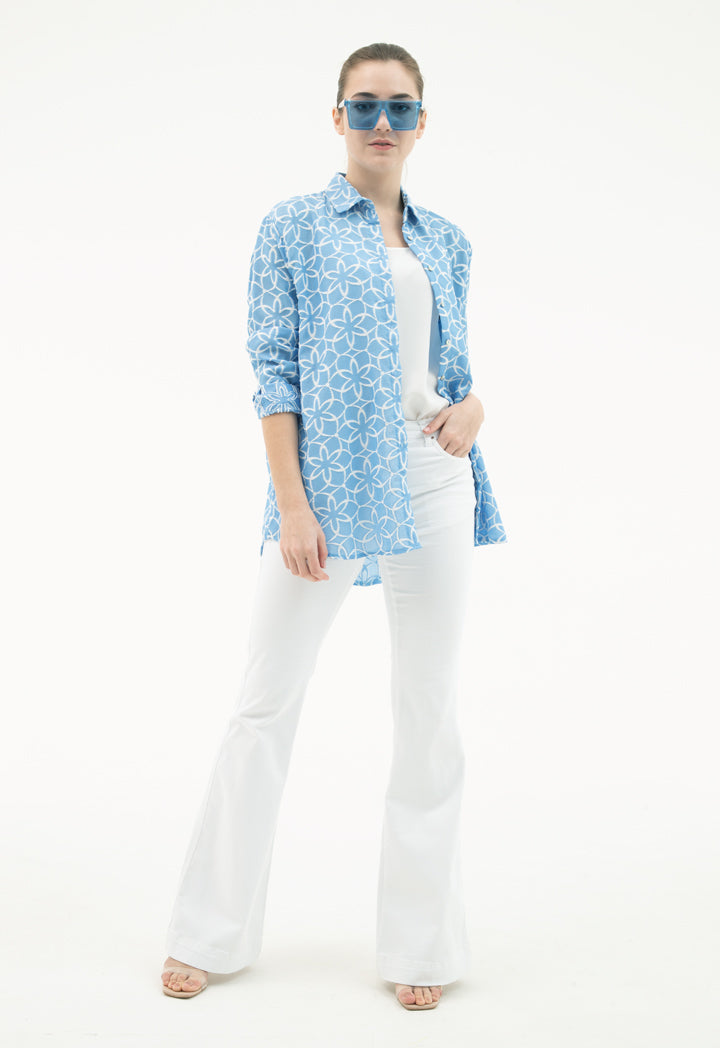 Symmetrical Pattern Embroidered Shirt (Free Size)