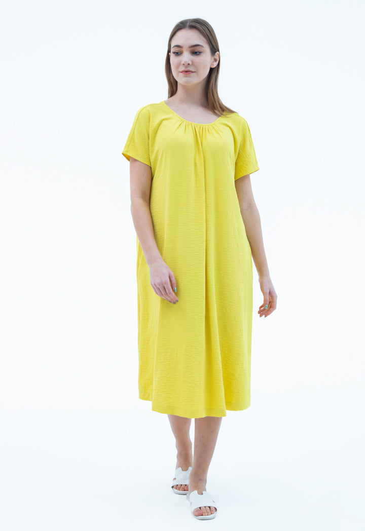 Scooped Neck Solid Dress