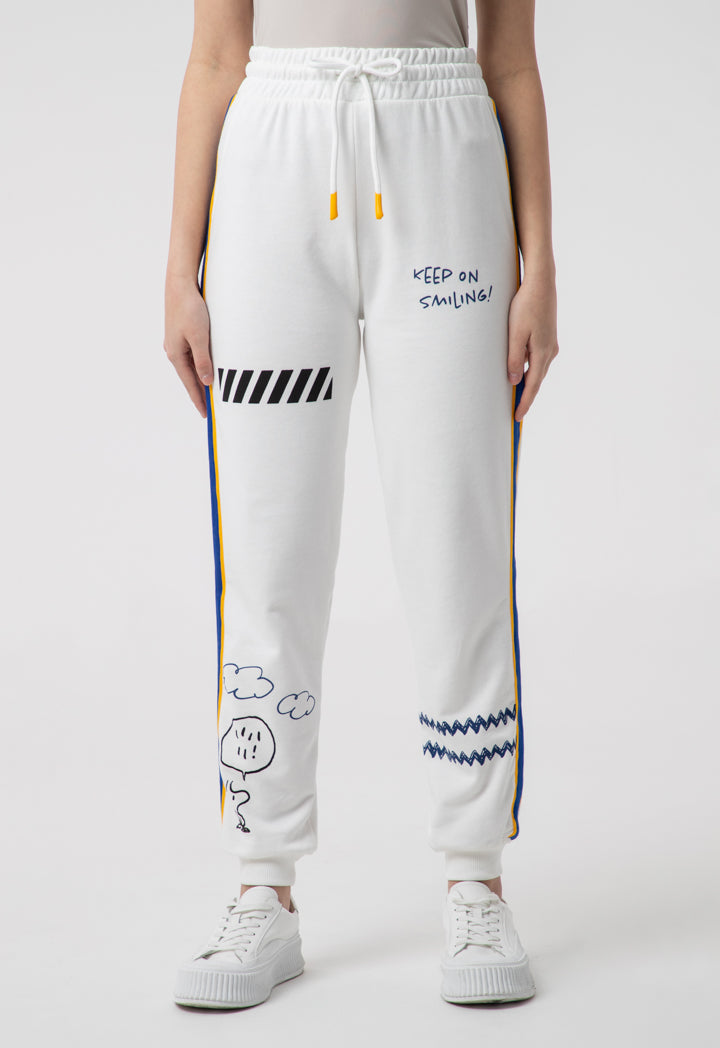 Snoopy Print Jogger With Striped Details