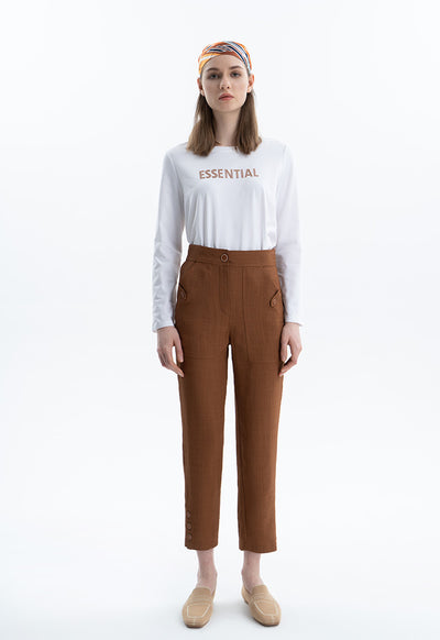 Solid Trouser With Buttoned Details