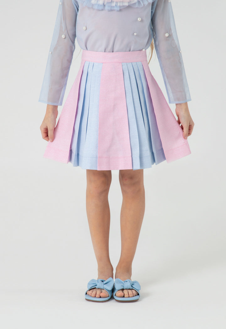 Stripe Lurex Colorblock Front Pleated Skirt