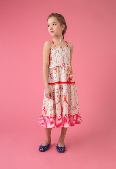 Braided Straps Smocked Tiered Dress