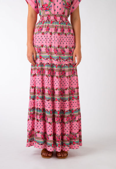 Floral Printed Tiered Skirt