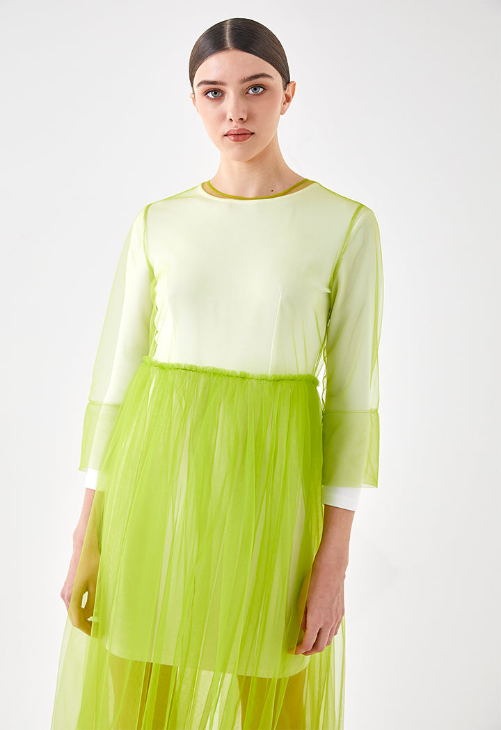 Green Mesh Tulle Outer Dress