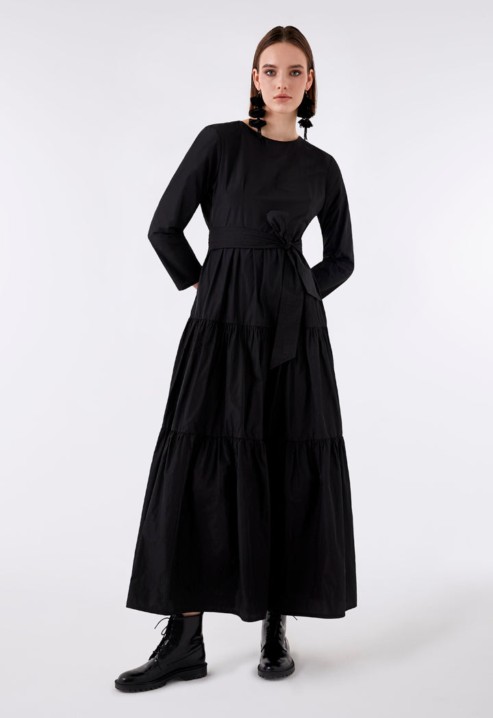 Black Layered Stitch Maxi Dress