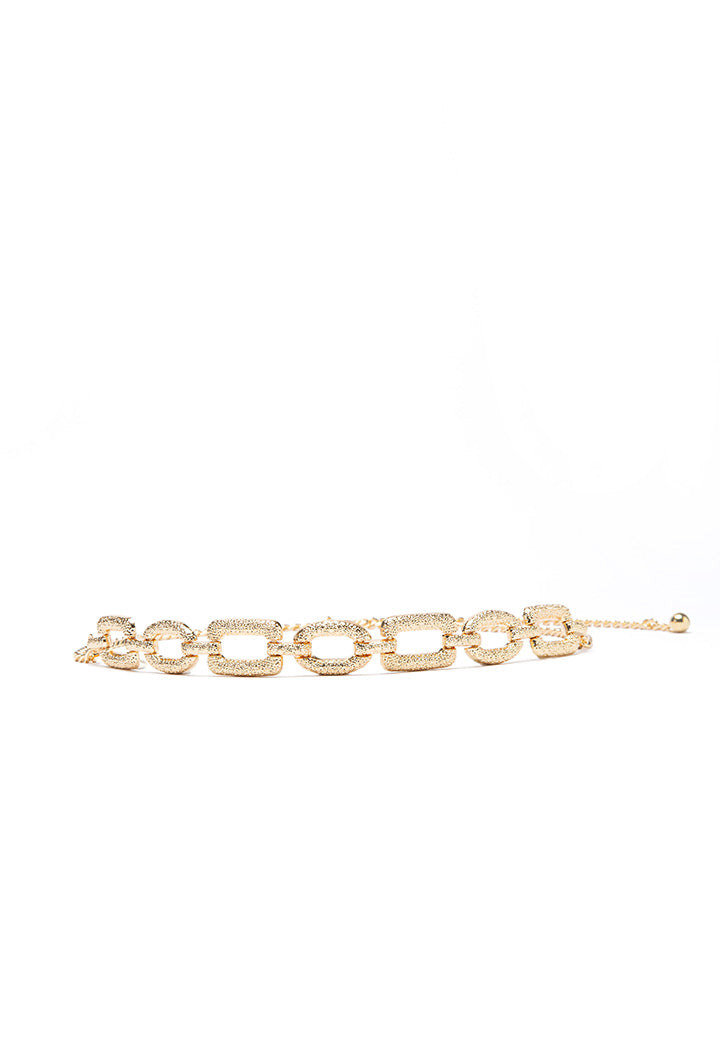 Gold Tone Brass Curb Solid Chain Waist Belt