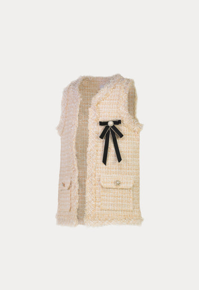 Frayed Tweed Lurex Sleeveless Vest