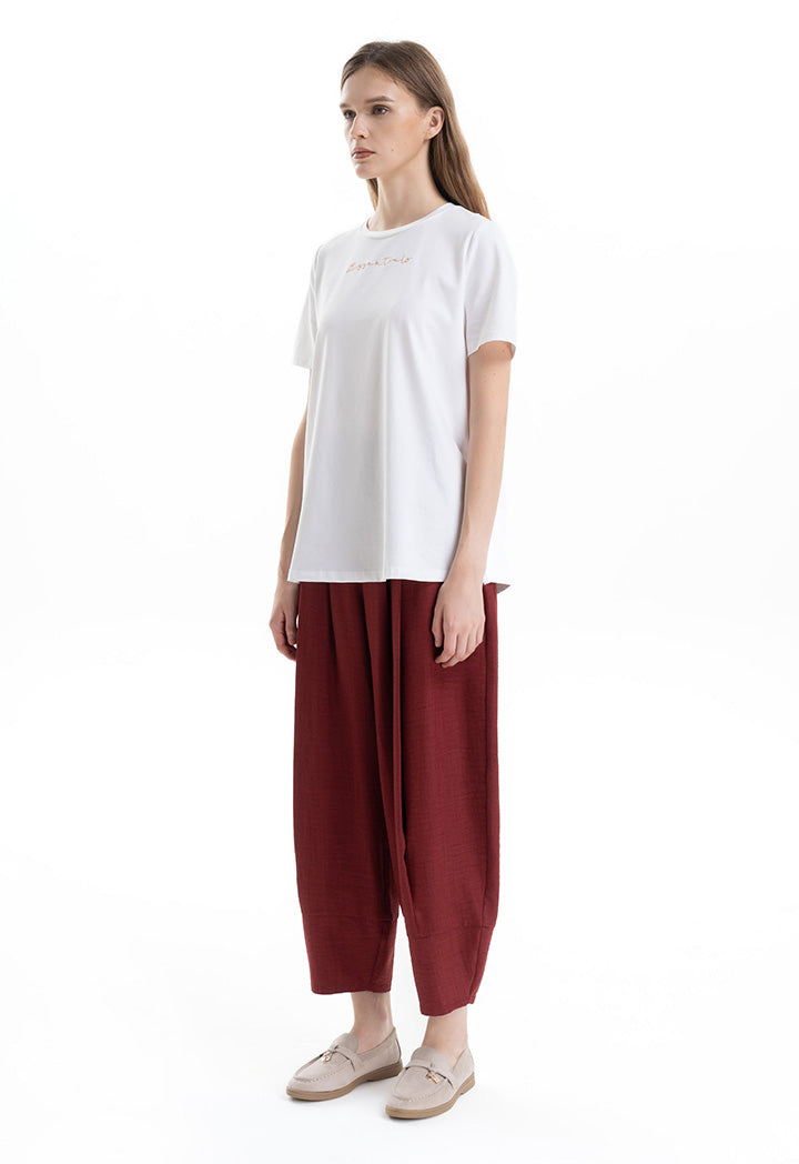 Double Pleated Solid Wide Leg Trouser