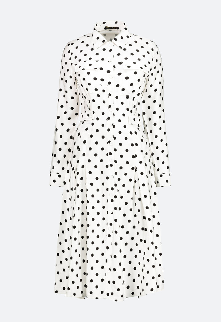 Polka Dot Midi Shirt Dress
