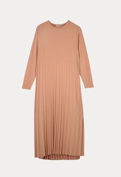 Knitted Multi Pleated Solid Dress