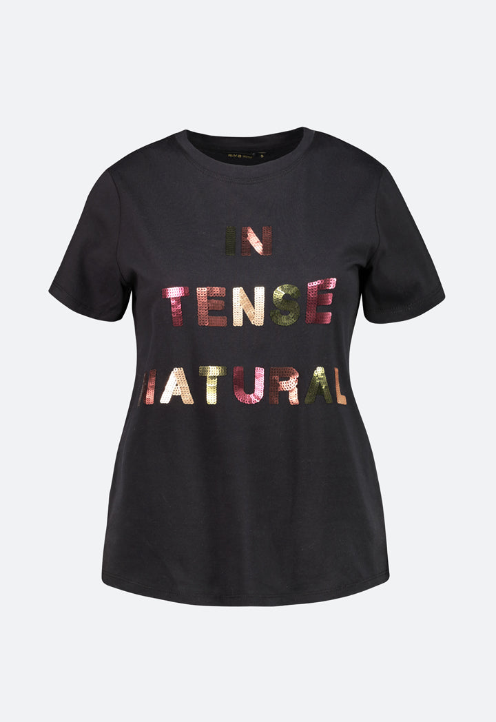 Sequin Letter Print T-Shirt