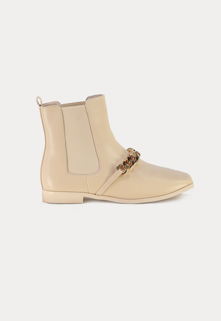 Chunky Chain Vamp Embellished Chelsea Boots