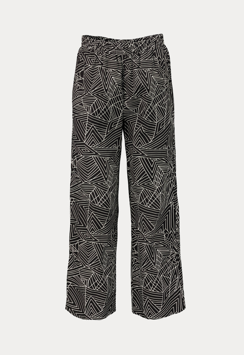 Geometric Print Elastic Waist Trouser