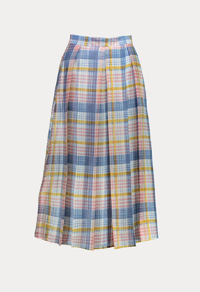 Box Pleated Checkered Skirt