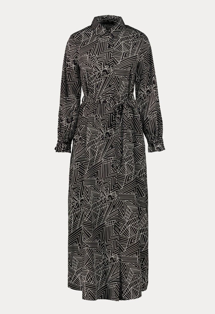 Geometrical Print Collared Dress