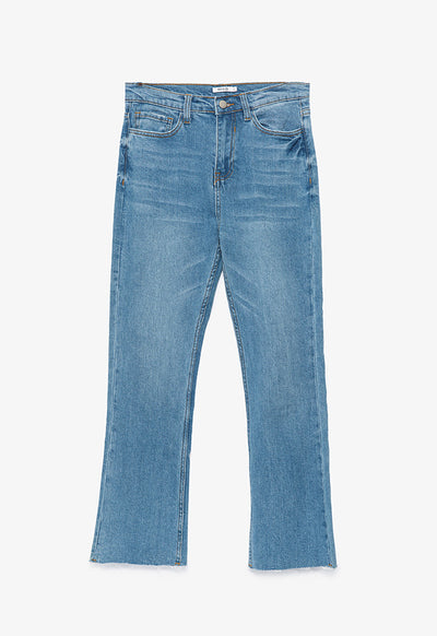 Frayed Hem Solid Jeans