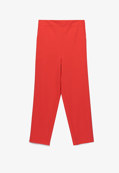 Solid Mid-Rise Pants with Pockets