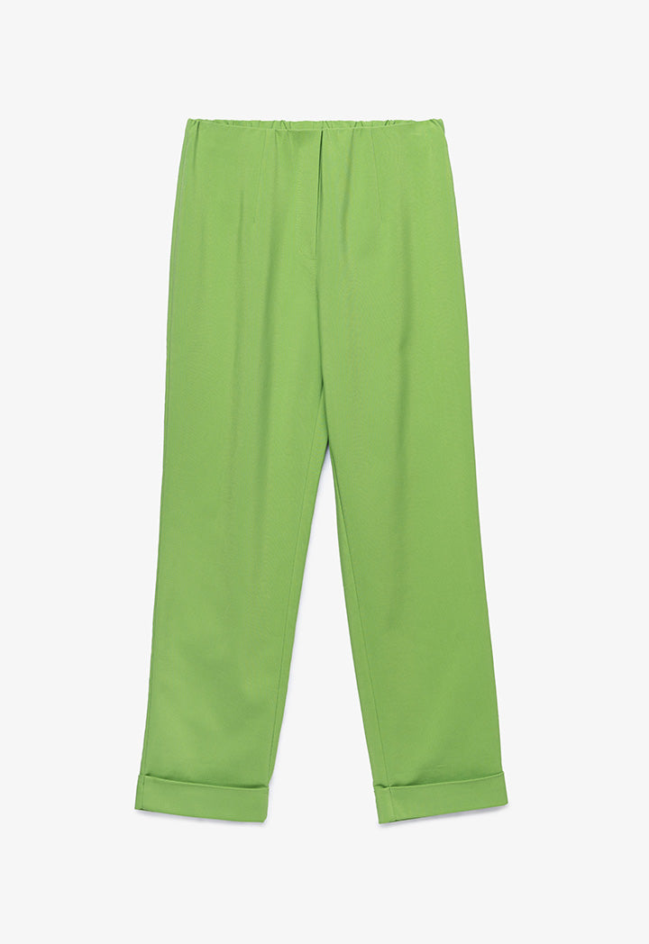 Solid Trouser With Folded Hem