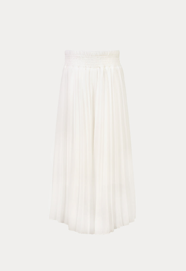 Solid Elasticated Chiffon Pleated Loose Culottes