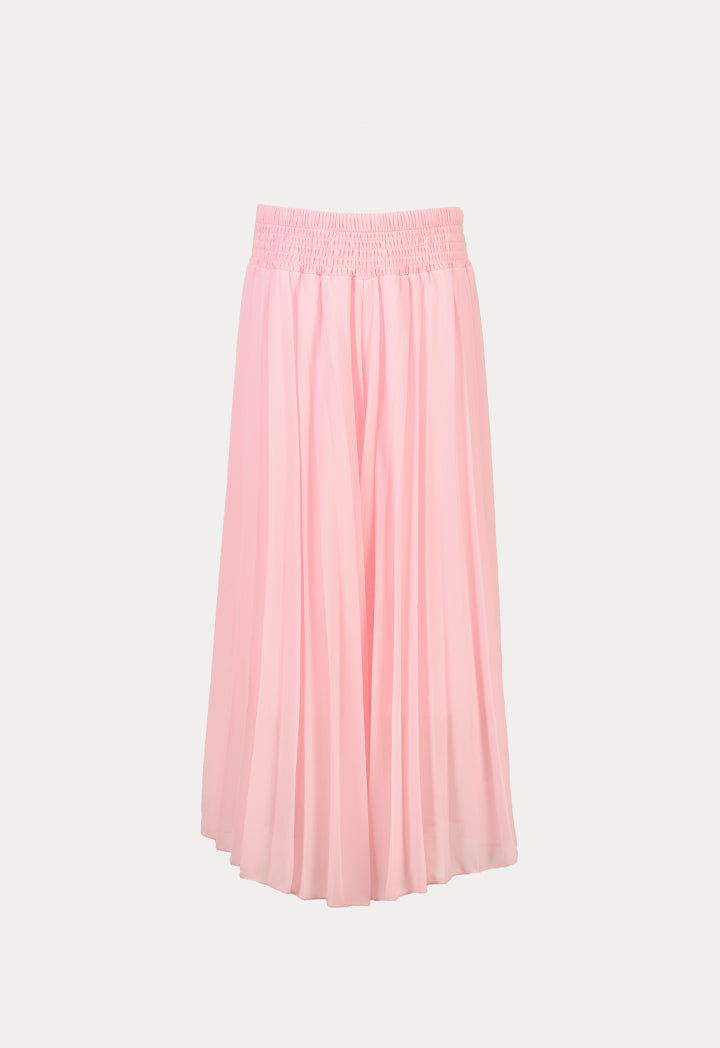 Solid Elasticated Chiffon Pleated Loose Culottes