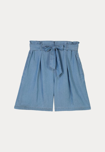 Frill Self Tie Denim Loose Short