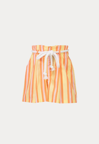 Striped Colorful High Waist Shorts With Robe Belt