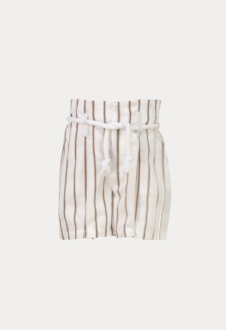 Striped High Waist Shorts With Robe Belt