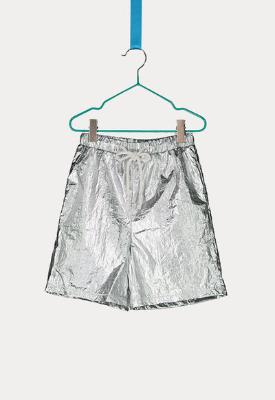 Metallic Foil Midi Shorts