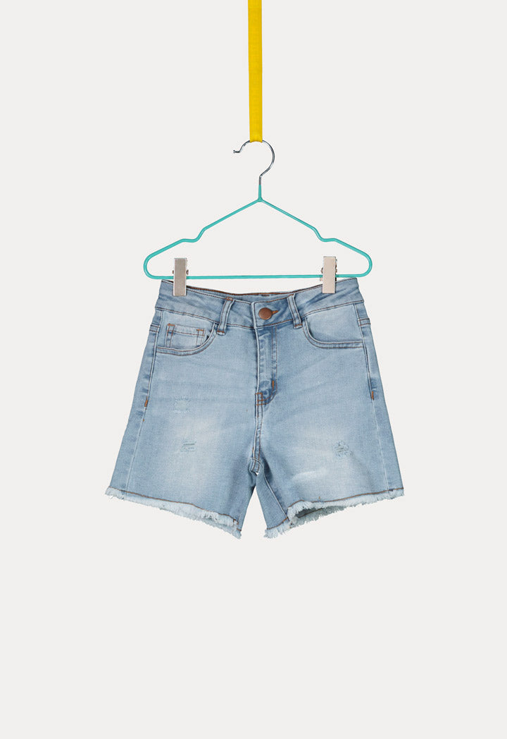 Fringe Hem Denim Short