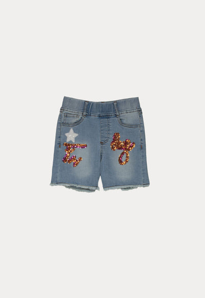 Embroidered Denim Shorts