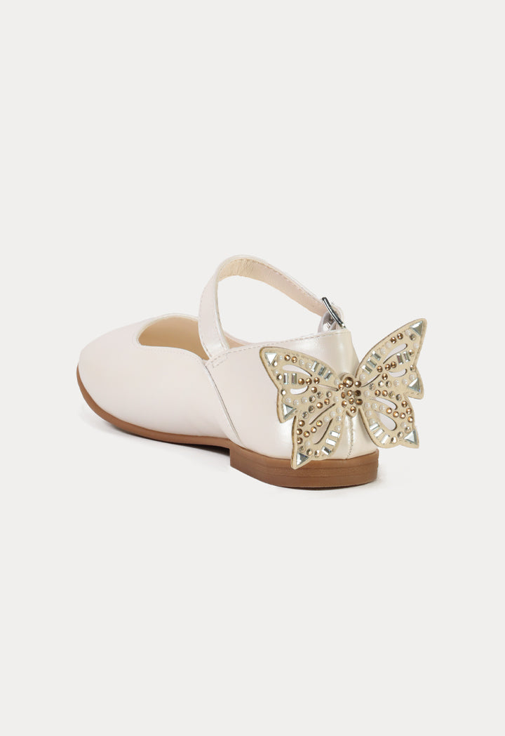 Heel Cap Butterfly Shiny Flat Shoes