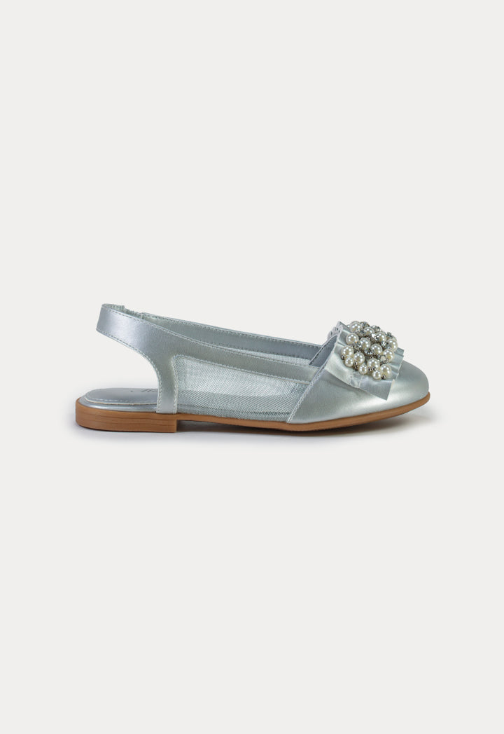 Pearly Crystals Open Back Flat Shoes