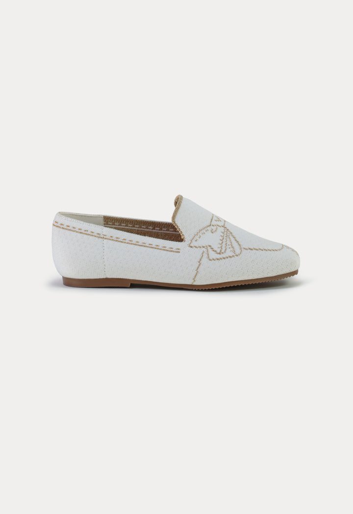 Woven Embellished Loafer Flat Shoes
