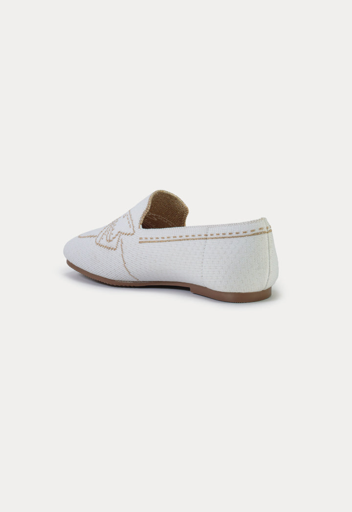 Woven Embellished Loafer Flat Shoes