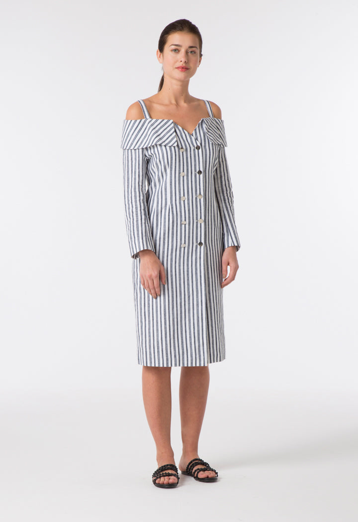 Striped Off-Shoulder Dress