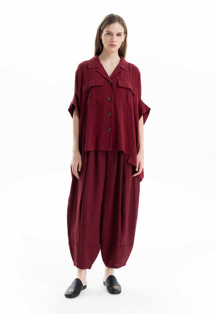 Solid Textured Oversized Shirt
