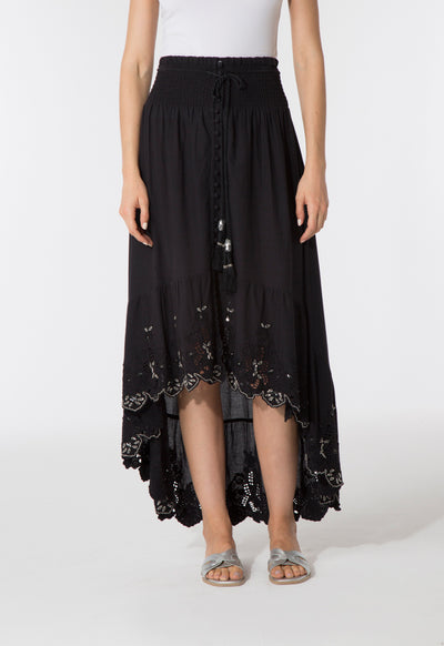 Scalloped Embroidered Long Skirt