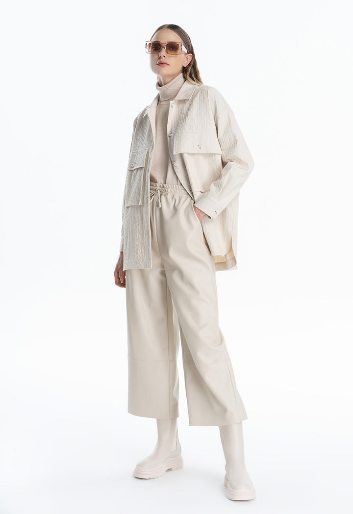 Leather Solid Straight Leg Trouser