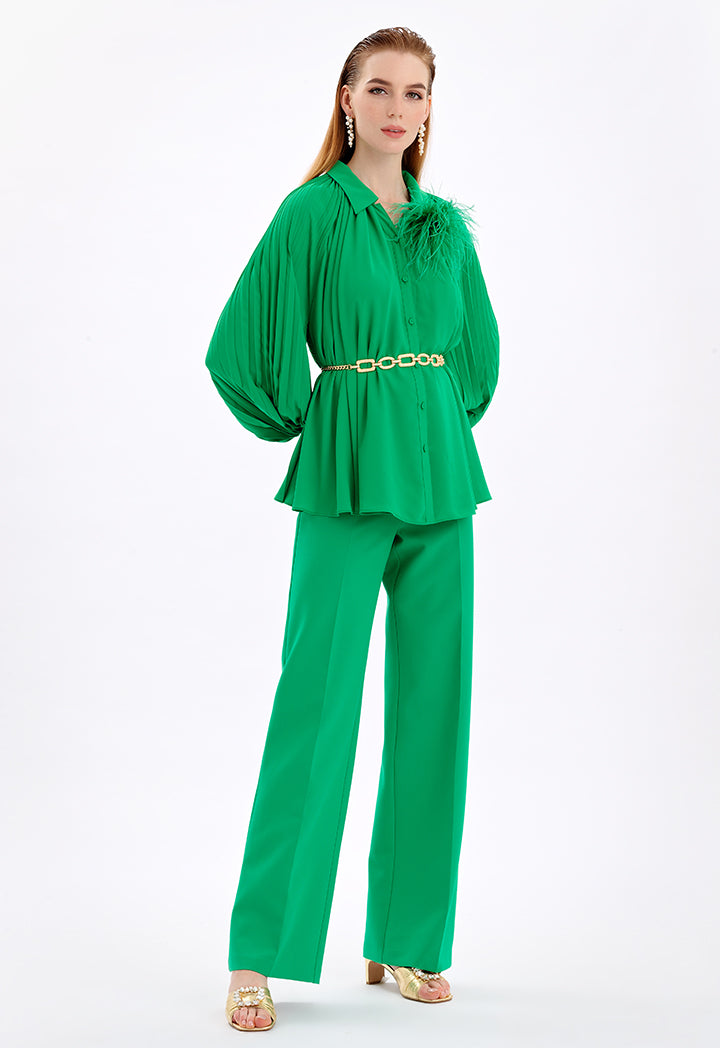 Solid Shirt With Pleated Details