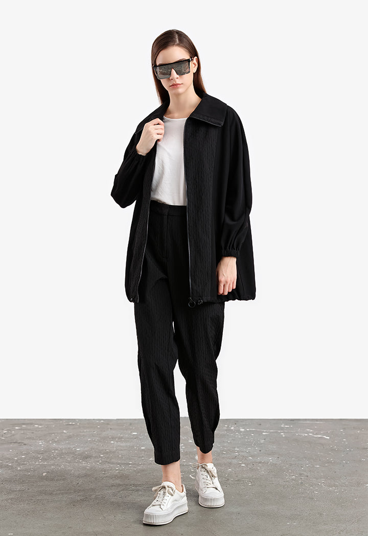 Quilt Textured Solid Outer Jacket