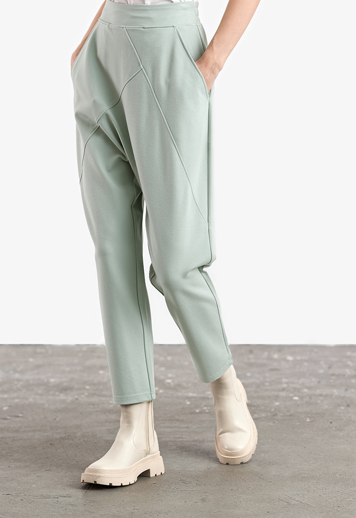 Solid Asymmetrical Pattern Baggy Trouser